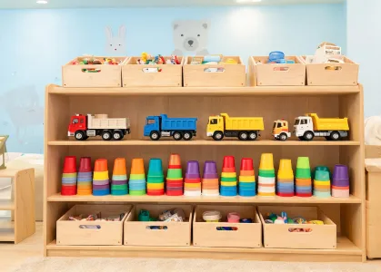 Preschool classroom play shelf
